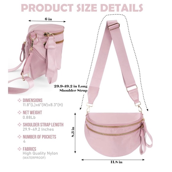 Stylish Pink Crossbody Bum Bag - Picture 3 of 8